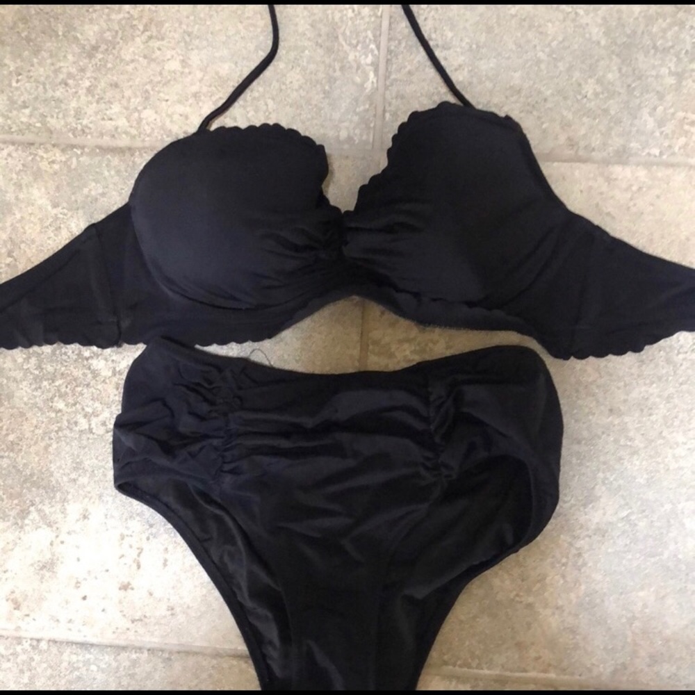 Victoria Secret Black Scalloped Bathing Suit
